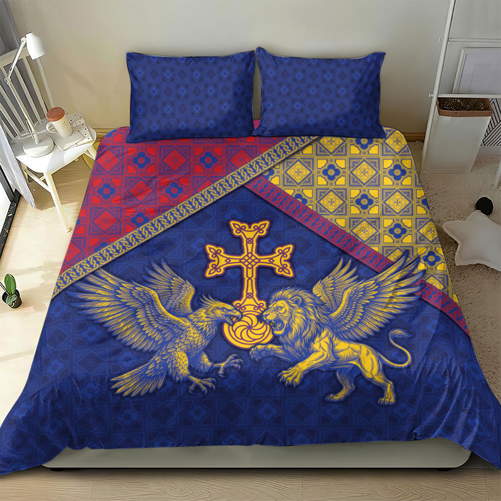 Armenia Bedding Set Golden Eagle And Lion Khachkar