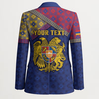 Personalized Armenia Blazer Golden Eagle And Lion Khachkar