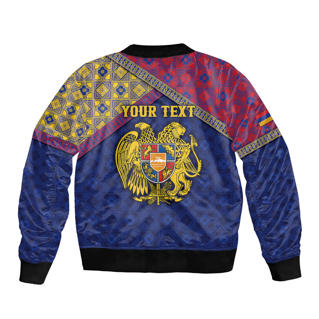 Personalized Armenia Bomber Jacket Golden Eagle And Lion Khachkar