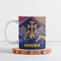 Personalized Armenia Ceramic Mug Golden Eagle And Lion Khachkar
