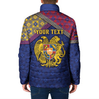 Personalized Armenia Padded Jacket Golden Eagle And Lion Khachkar