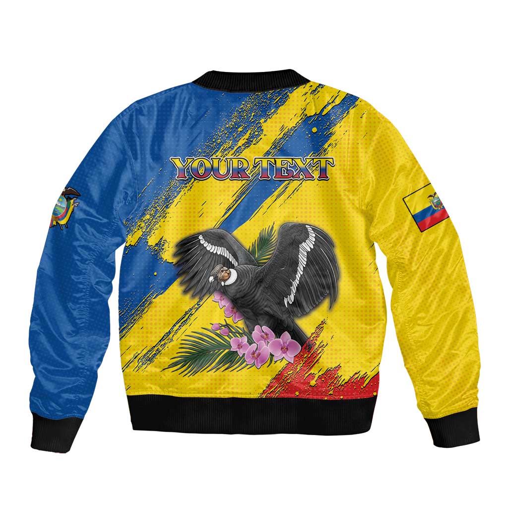 Personalized Ecuador Bomber Jacket Andean Condor With Phalaenopsis Orchid - Wonder Print Shop