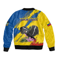 Personalized Ecuador Bomber Jacket Andean Condor With Phalaenopsis Orchid - Wonder Print Shop