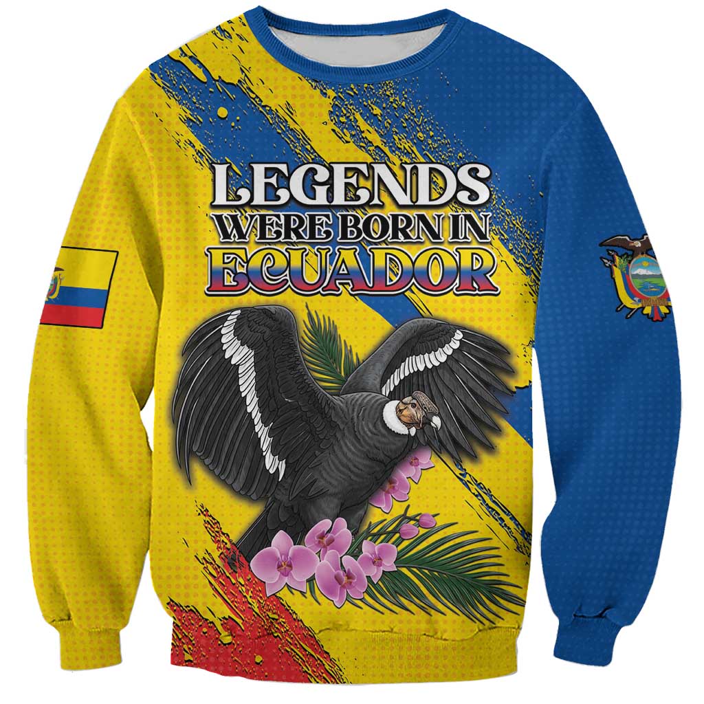 Personalized Ecuador Sweatshirt Andean Condor With Phalaenopsis Orchid - Wonder Print Shop