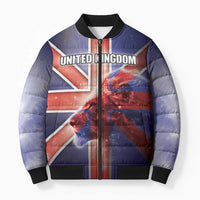 Personalized United Kingdom Bomber Puffer Jacket British Lion Flag Style - Wonder Print Shop