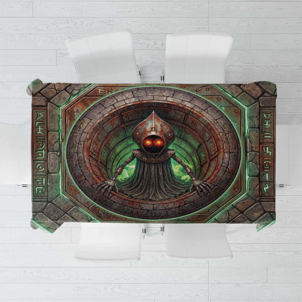 3D Illusion Flatwoods Monster Halloween Tablecloth Braxton Cryptid Rusty Stone Portal