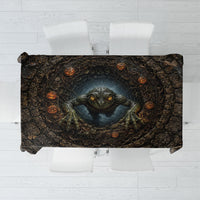 3D Illusion Loveland Frogman Halloween Tablecloth Ohio Cryptid Pumpkin Stone Well