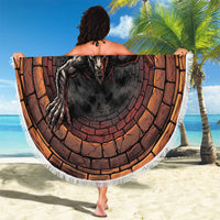 3D Illusion Goatman Halloween Beach Blanket Maryland Cryptid Axe Brick Well