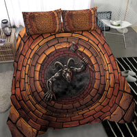 3D Illusion Goatman Halloween Bedding Set Maryland Cryptid Axe Brick Well