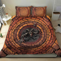 3D Illusion Goatman Halloween Bedding Set Maryland Cryptid Axe Brick Well
