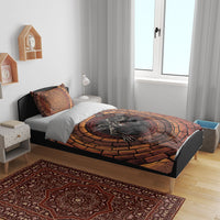 3D Illusion Goatman Halloween Bedding Set Maryland Cryptid Axe Brick Well