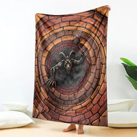3D Illusion Goatman Halloween Blanket Maryland Cryptid Axe Brick Well