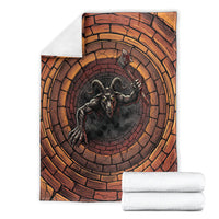 3D Illusion Goatman Halloween Blanket Maryland Cryptid Axe Brick Well