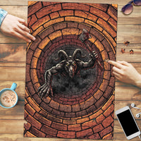 3D Illusion Goatman Halloween Puzzle Maryland Cryptid Axe Brick Well