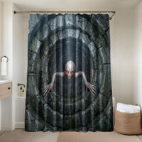 3D Illusion Dover Demon Halloween Bathroom Set Massachusetts Cryptid Pale Stone Well