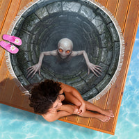 3D Illusion Dover Demon Halloween Beach Blanket Massachusetts Cryptid Pale Stone Well