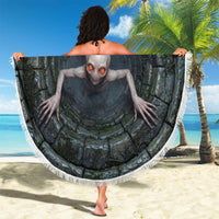 3D Illusion Dover Demon Halloween Beach Blanket Massachusetts Cryptid Pale Stone Well