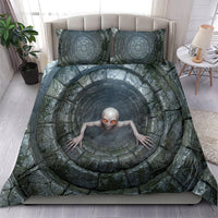 3D Illusion Dover Demon Halloween Bedding Set Massachusetts Cryptid Pale Stone Well