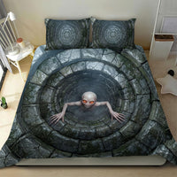 3D Illusion Dover Demon Halloween Bedding Set Massachusetts Cryptid Pale Stone Well
