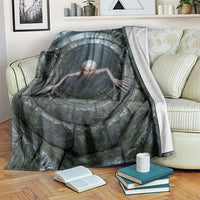 3D Illusion Dover Demon Halloween Blanket Massachusetts Cryptid Pale Stone Well