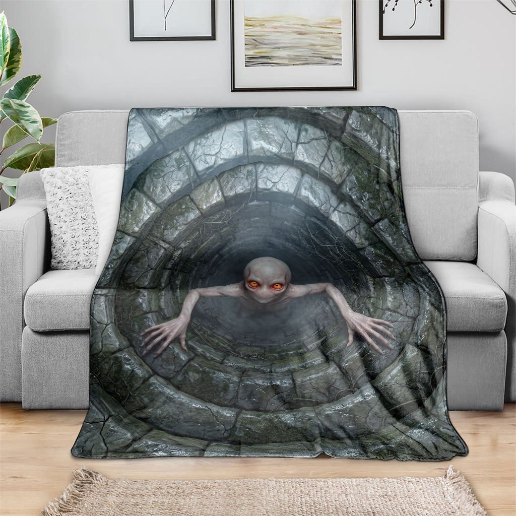 3D Illusion Dover Demon Halloween Blanket Massachusetts Cryptid Pale Stone Well