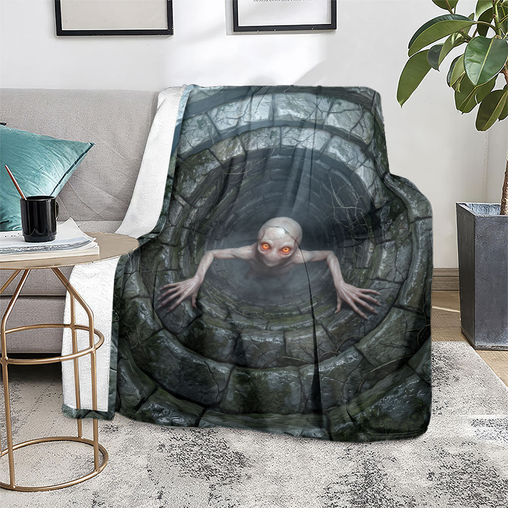 3D Illusion Dover Demon Halloween Blanket Massachusetts Cryptid Pale Stone Well