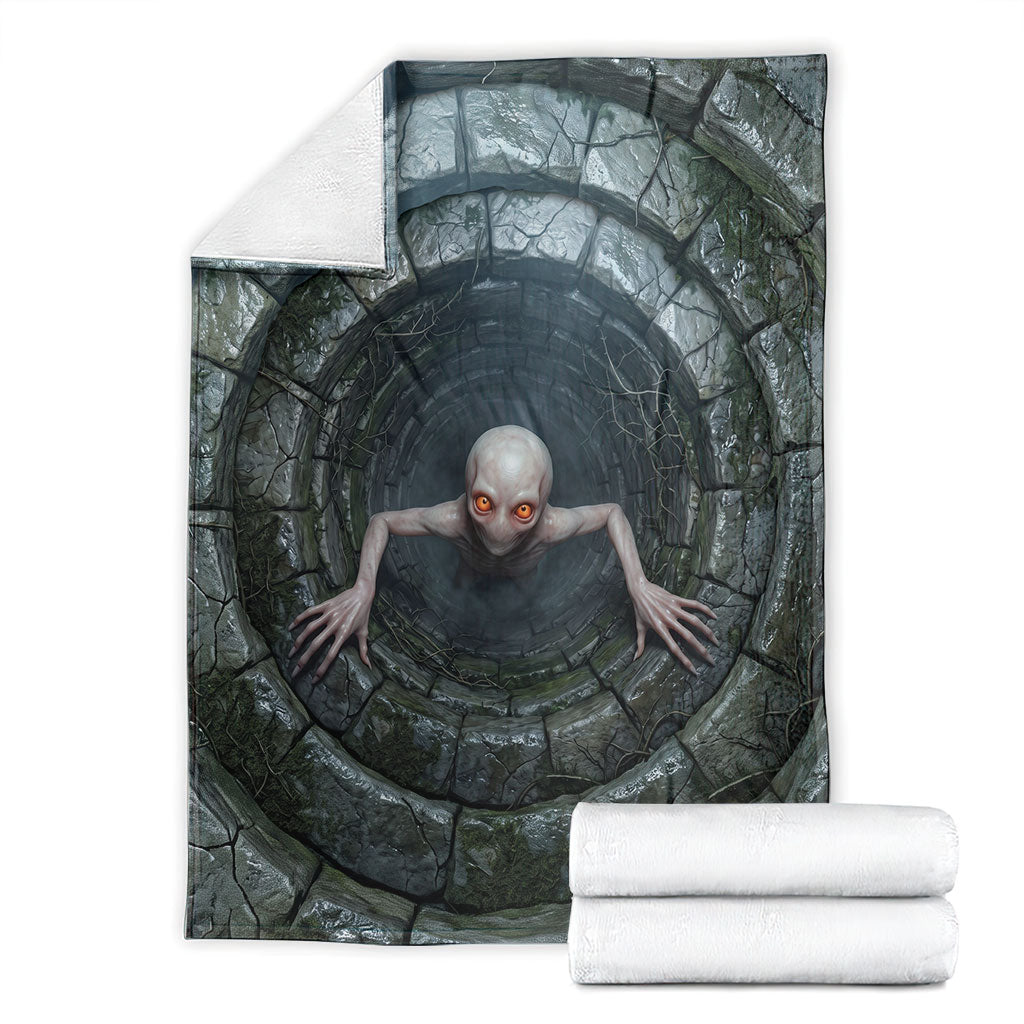 3D Illusion Dover Demon Halloween Blanket Massachusetts Cryptid Pale Stone Well