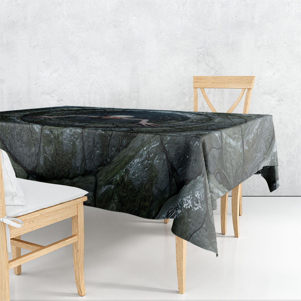 3D Illusion Dover Demon Halloween Tablecloth Massachusetts Cryptid Pale Stone Well
