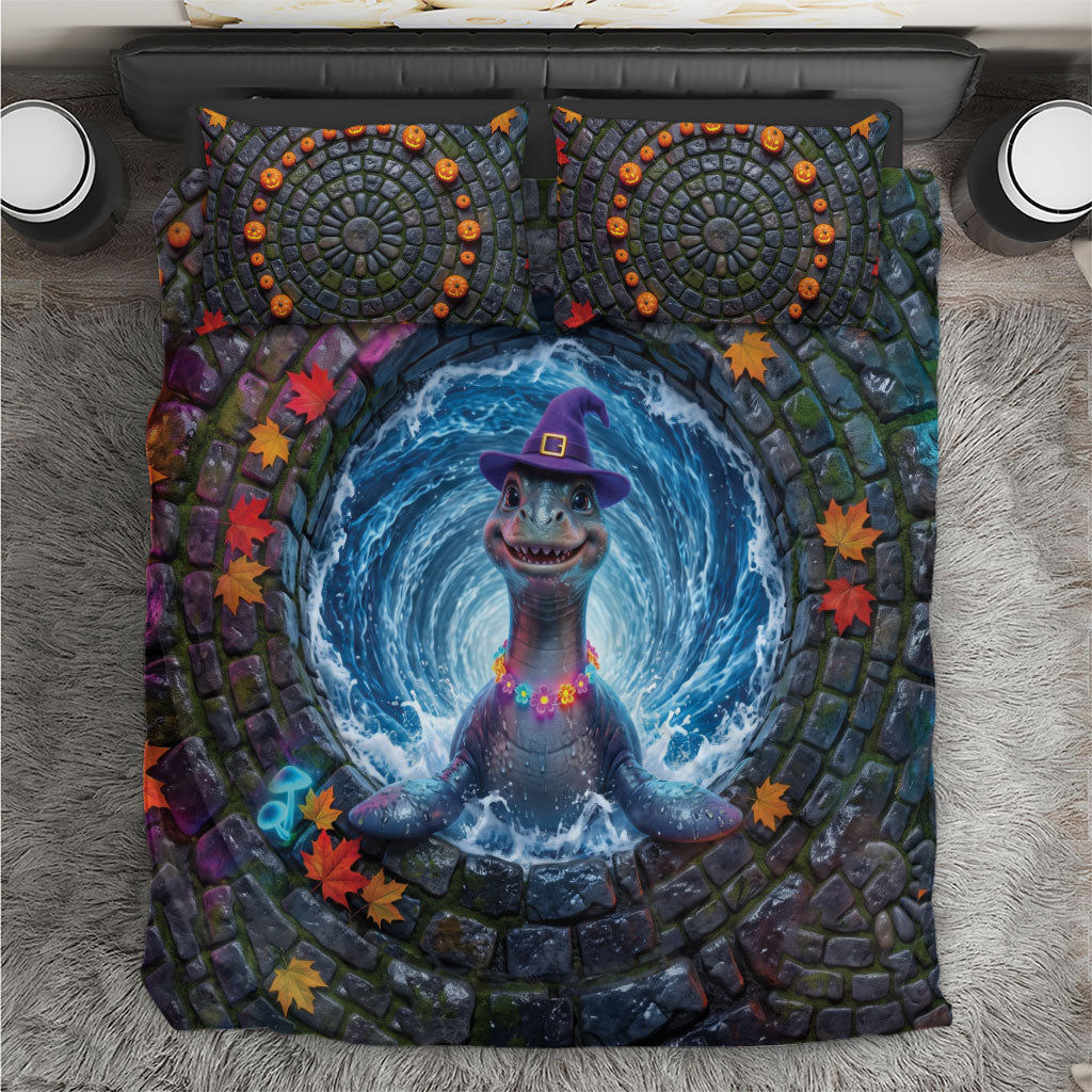 3D Illusion Nessie Halloween Bedding Set Scottish Loch Beast Witch Vortex