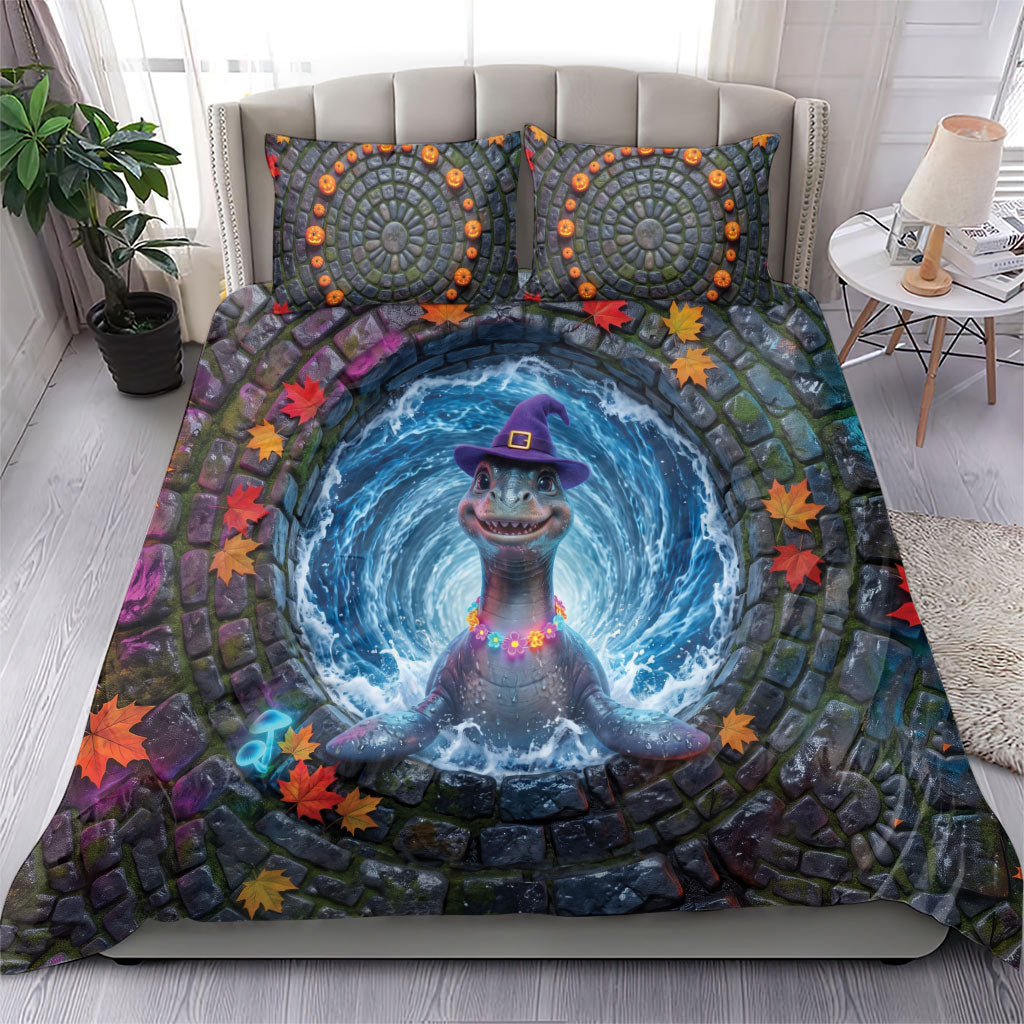 3D Illusion Nessie Halloween Bedding Set Scottish Loch Beast Witch Vortex