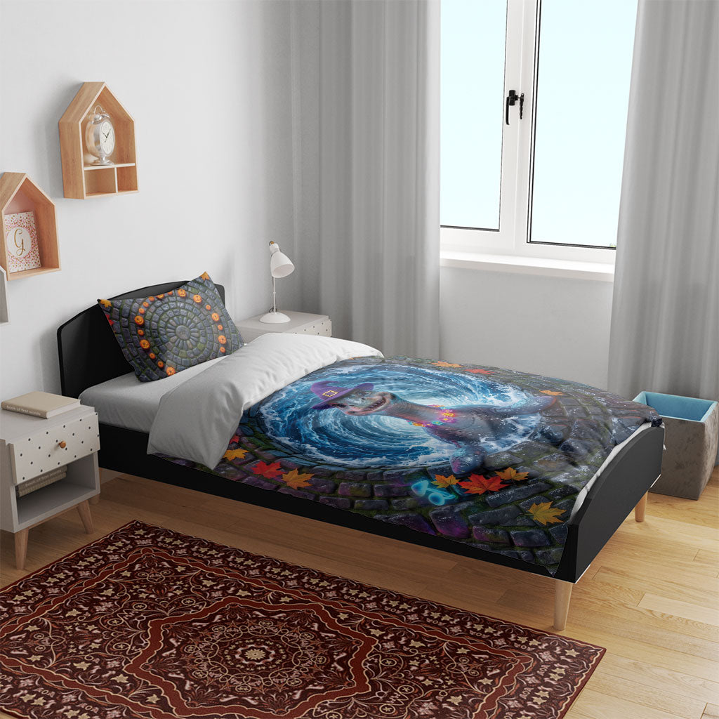 3D Illusion Nessie Halloween Bedding Set Scottish Loch Beast Witch Vortex