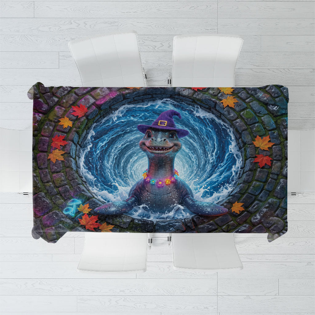 3D Illusion Nessie Halloween Tablecloth Scottish Loch Beast Witch Vortex