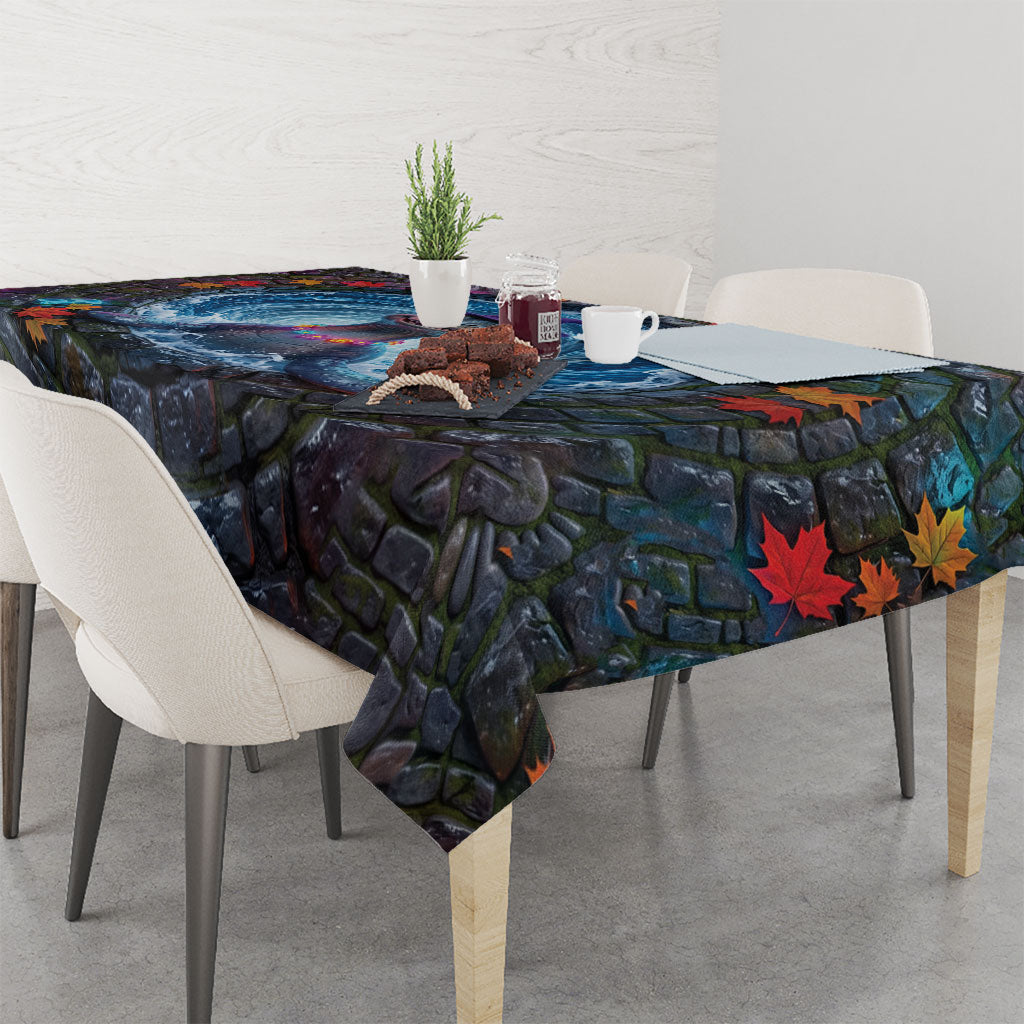3D Illusion Nessie Halloween Tablecloth Scottish Loch Beast Witch Vortex