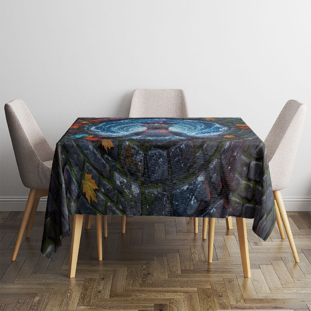 3D Illusion Nessie Halloween Tablecloth Scottish Loch Beast Witch Vortex