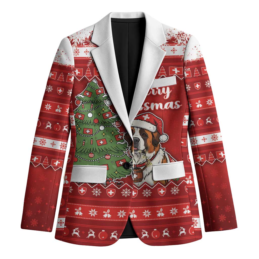 Switzerland Christmas Blazer Saint Bernard Merry Swissmas - Wonder Print Shop
