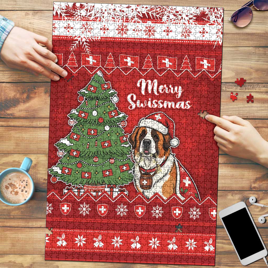 Switzerland Christmas Puzzle Saint Bernard Merry Swissmas - Wonder Print Shop