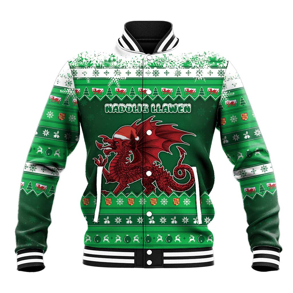 Wales Christmas Baseball Jacket Cymru Dragon Nadolig Llawen - Wonder Print Shop