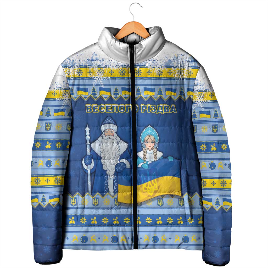 Ukraine Christmas Padded Jacket Ded Moroz And Snegurochka - Wonder Print Shop