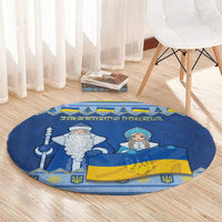 Ukraine Christmas Round Carpet Ded Moroz And Snegurochka - Wonder Print Shop