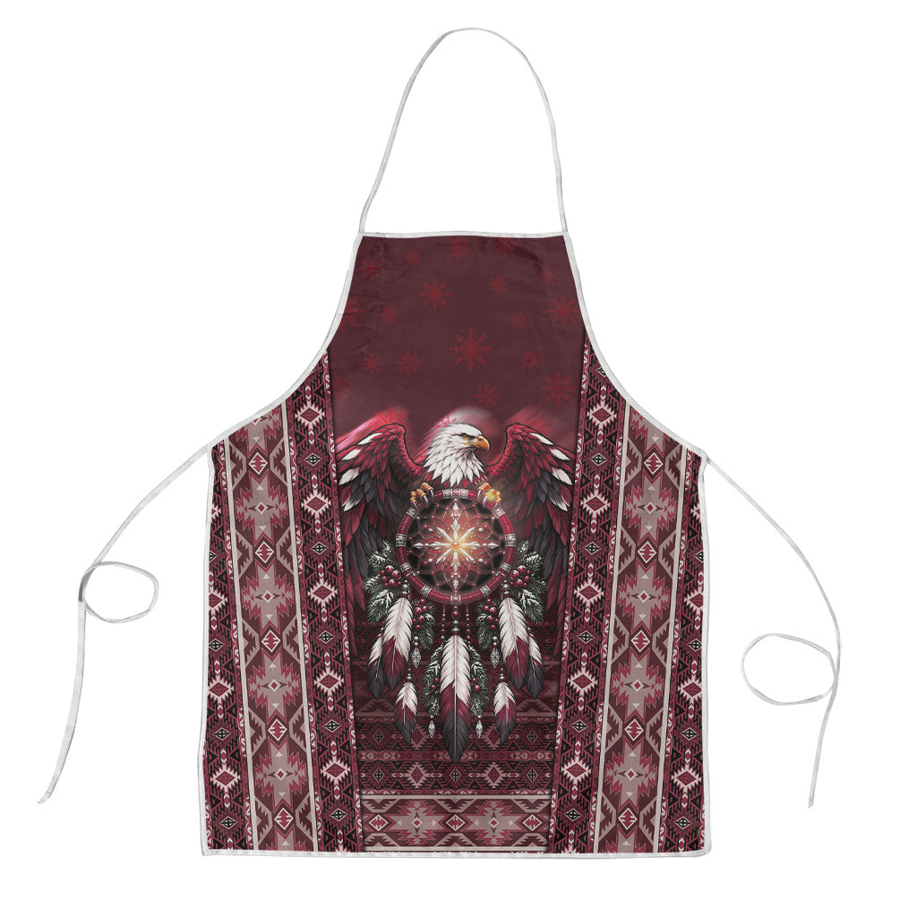 Burgundy Native American Christmas Apron Bald Eagle Dreamcatcher Southwestern