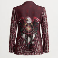 Burgundy Native American Christmas Blazer Bald Eagle Dreamcatcher Southwestern