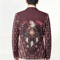 Burgundy Native American Christmas Blazer Bald Eagle Dreamcatcher Southwestern