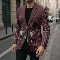 Burgundy Native American Christmas Blazer Bald Eagle Dreamcatcher Southwestern
