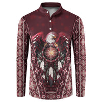 Burgundy Native American Christmas Button Sweatshirt Bald Eagle Dreamcatcher Southwestern