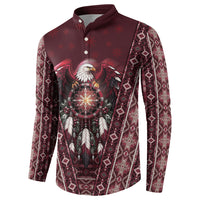 Burgundy Native American Christmas Button Sweatshirt Bald Eagle Dreamcatcher Southwestern