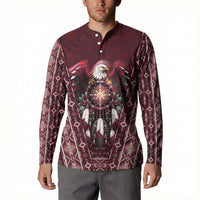 Burgundy Native American Christmas Button Sweatshirt Bald Eagle Dreamcatcher Southwestern