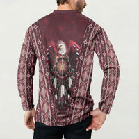 Burgundy Native American Christmas Button Sweatshirt Bald Eagle Dreamcatcher Southwestern