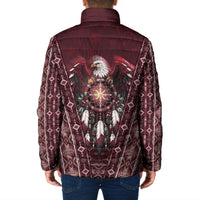 Burgundy Native American Christmas Padded Jacket Bald Eagle Dreamcatcher Southwestern