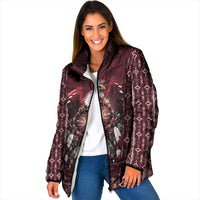 Burgundy Native American Christmas Padded Jacket Bald Eagle Dreamcatcher Southwestern