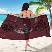 Burgundy Viking Christmas Sarong Tree Viking Xmas Bear Warrior